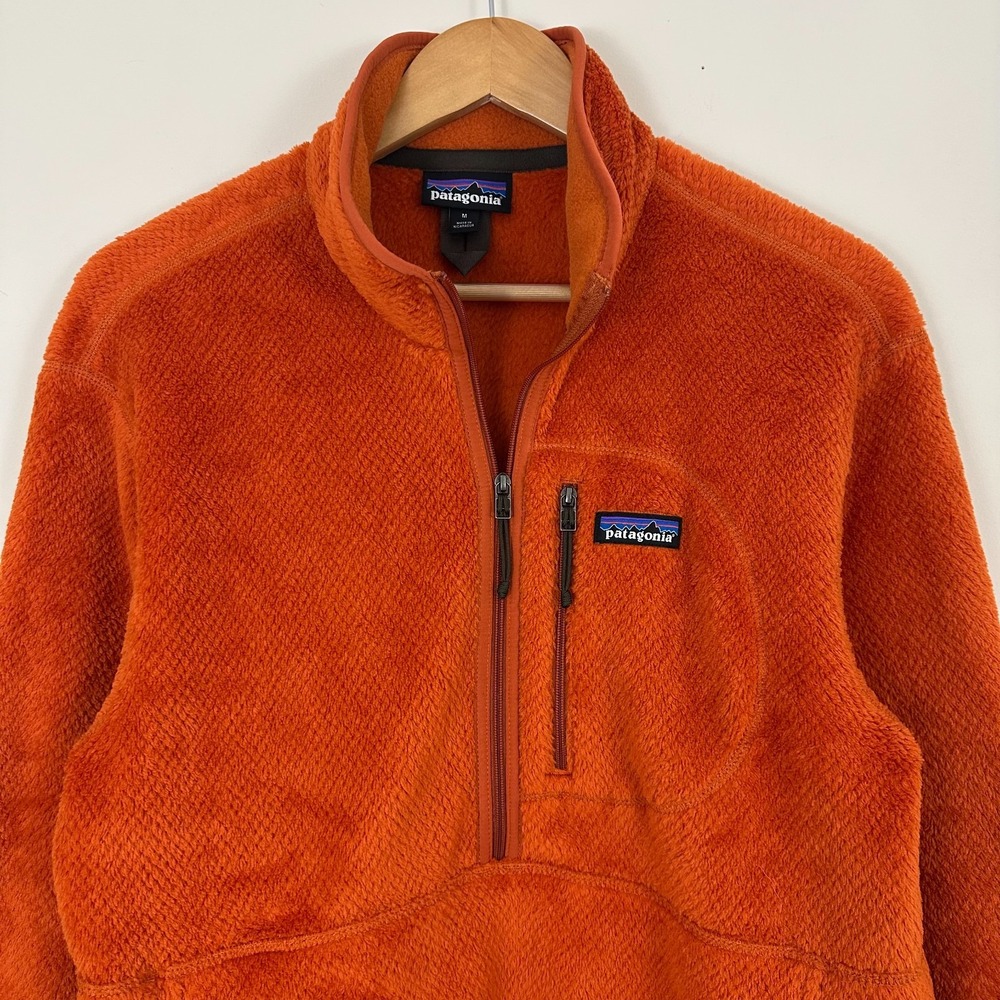 Patagonia Re-Tool Fleece Jacket Burnt Orange Long Sleeve Half Zip Mens Medium